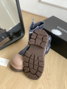 Chanel CC Denim Blue Ankle Boot