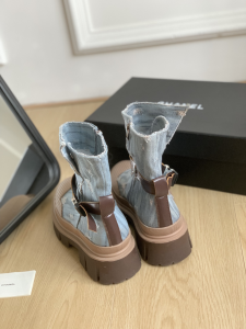 Chanel CC Denim Blue Ankle Boot