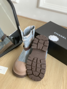 Chanel CC Denim Blue Ankle Boot