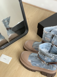 Chanel CC Denim Blue Ankle Boot