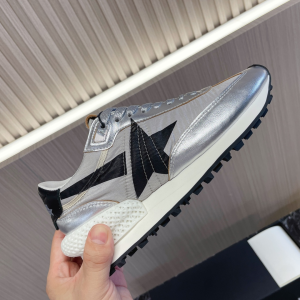 GOLDEN GOOSE Marathon Silver Leather and Nylon Trimmed Nylon Sneakers GOLDEN GOOSE Marathon Silver Leather and Nylon Trimmed Nylon Sneakers