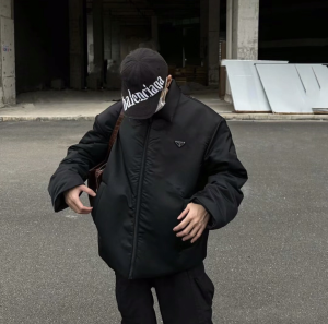 Prada Black Puffer Jacket Coat