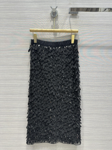 Brunello Cucinelli Sequin Embellished Wool Blend Midi Skirt Black Brunello Cucinelli Sequin Embellished Wool Blend Midi Skirt Black