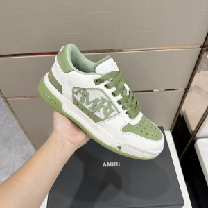 Amiri MA1 White Green Leather and Fabric Lace Up Sneakers Amiri MA1 White Green Leather and Fabric Lace Up Sneakers