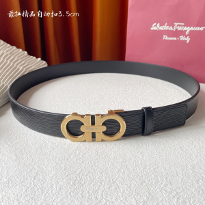 Ferragamo Reversible and Adjustable Gancini Black Calf Leather Belt 35MM Ferragamo Reversible and Adjustable Gancini Black Calf Leather Belt 35MM
