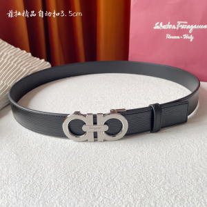 Ferragamo Reversible and Adjustable Gancini Black Leather Belt 35MM Ferragamo Reversible and Adjustable Gancini Black Leather Belt 35MM