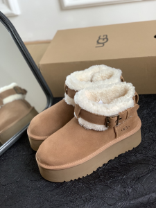 UGG Womens Ultra Mini Belted Roller Ankle Boots Brown UGG Womens Ultra Mini Belted Roller Ankle Boots Brown