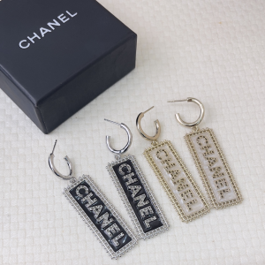 Chanel Black Metal Pendant Earrings