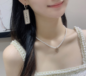 Chanel Black Metal Pendant Earrings