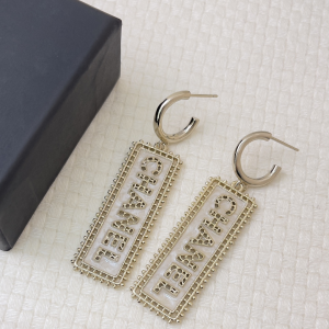 Chanel Black Metal Pendant Earrings