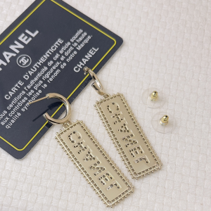 Chanel Black Metal Pendant Earrings