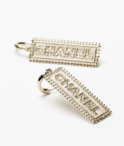 Chanel Black Metal Pendant Earrings