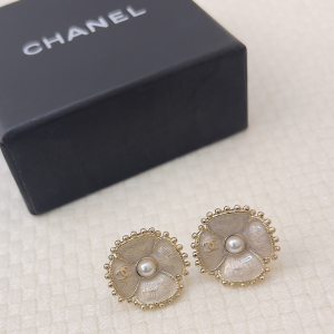 Chanel CC Pearl Flower Earrings