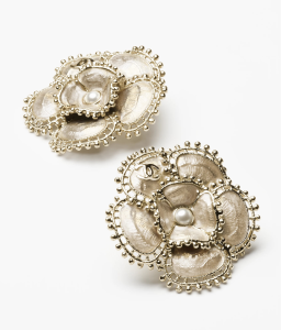 Chanel CC Pearl Flower Earrings