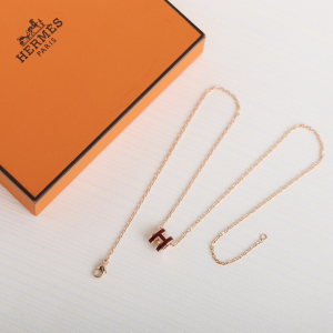 Hermes Mini Pop H Pendant Necklaces Red