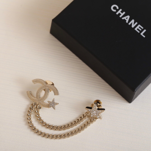 Chanel Crystal Stars Gold CC Logo Brooch