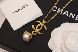 Chanel Gold CC Pearl Pendant Necklaces