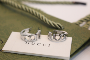 Gucci Silver Logo Hoop Earrings