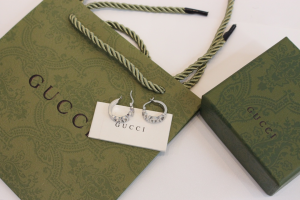 Gucci Silver Logo Hoop Earrings