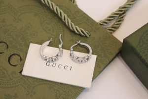 Gucci Silver Logo Hoop Earrings