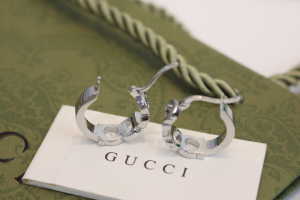 Gucci Silver Logo Hoop Earrings
