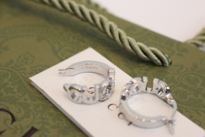 Gucci Silver Logo Hoop Earrings