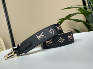Louis Vuitton Bandouliere Shoulder Strap Black Beige Monogram Embossed Leather Louis Vuitton Bandouliere Shoulder Strap Black Beige Monogram Embossed Leather