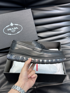Prada Black Calf Leather Derby Shoes