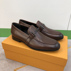 Tods Double T Brown Leather Loafers