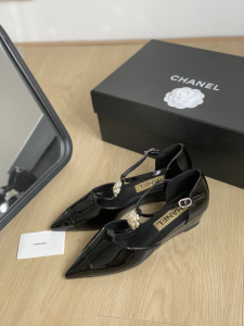 Chanel CC Black Leather Shoes