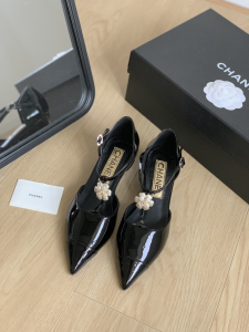 Chanel CC Black Leather Shoes
