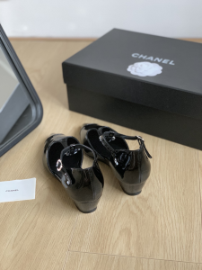 Chanel CC Black Leather Shoes