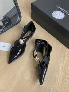 Chanel CC Black Leather Shoes