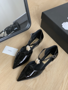 Chanel CC Black Leather Shoes