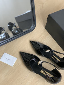 Chanel CC Black Leather Shoes