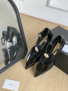 Chanel CC Black Leather Shoes