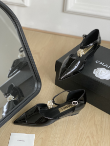 Chanel CC Black Leather Shoes