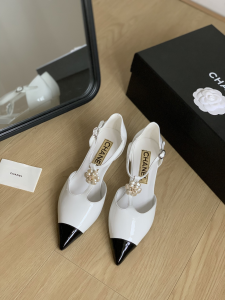 Chanel CC White Leather Shoes