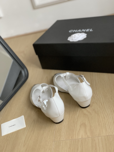 Chanel CC White Leather Shoes