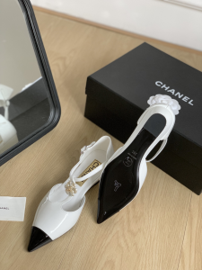 Chanel CC White Leather Shoes