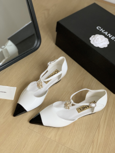 Chanel CC White Leather Shoes