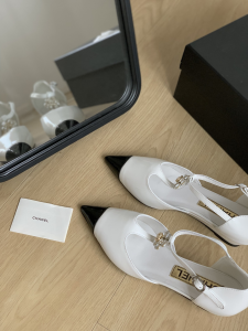 Chanel CC White Leather Shoes