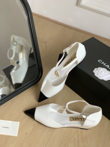 Chanel CC White Leather Shoes