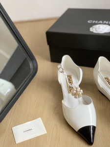 Chanel CC White Leather Shoes