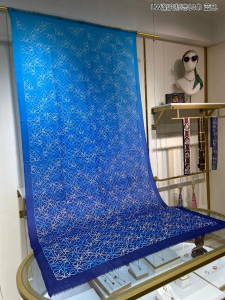 Loewe Anagram Cashmere Silk Shawl Scarf Blue Loewe Anagram Cashmere Silk Shawl Scarf Blue