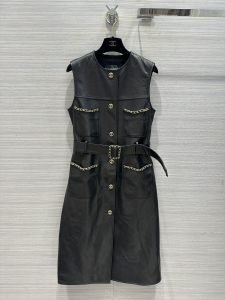 Chanel Black Leather Mini Dress