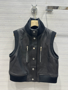 Hermes Black Leather Vest Gilet
