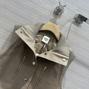 Hermes Gray Leather Vest Gilet