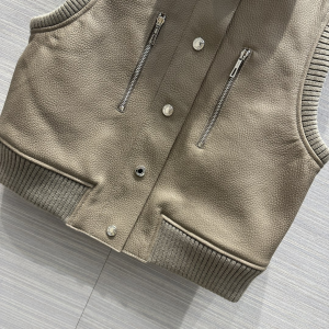 Hermes Gray Leather Vest Gilet