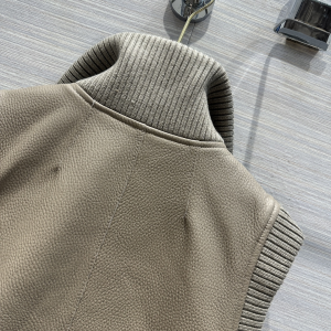 Hermes Gray Leather Vest Gilet